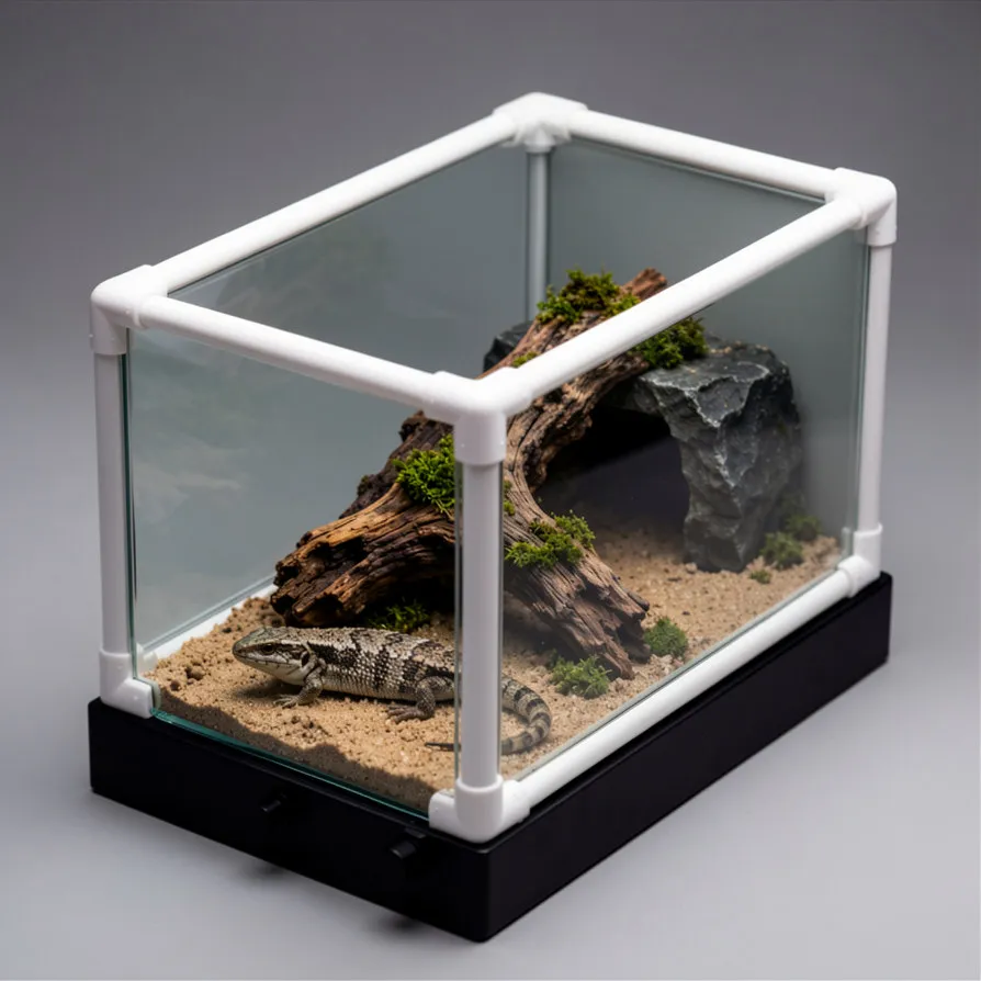 Glass white frame lizard skink 6x2x3 PVC wholesale reptile enclosures unit terrarium