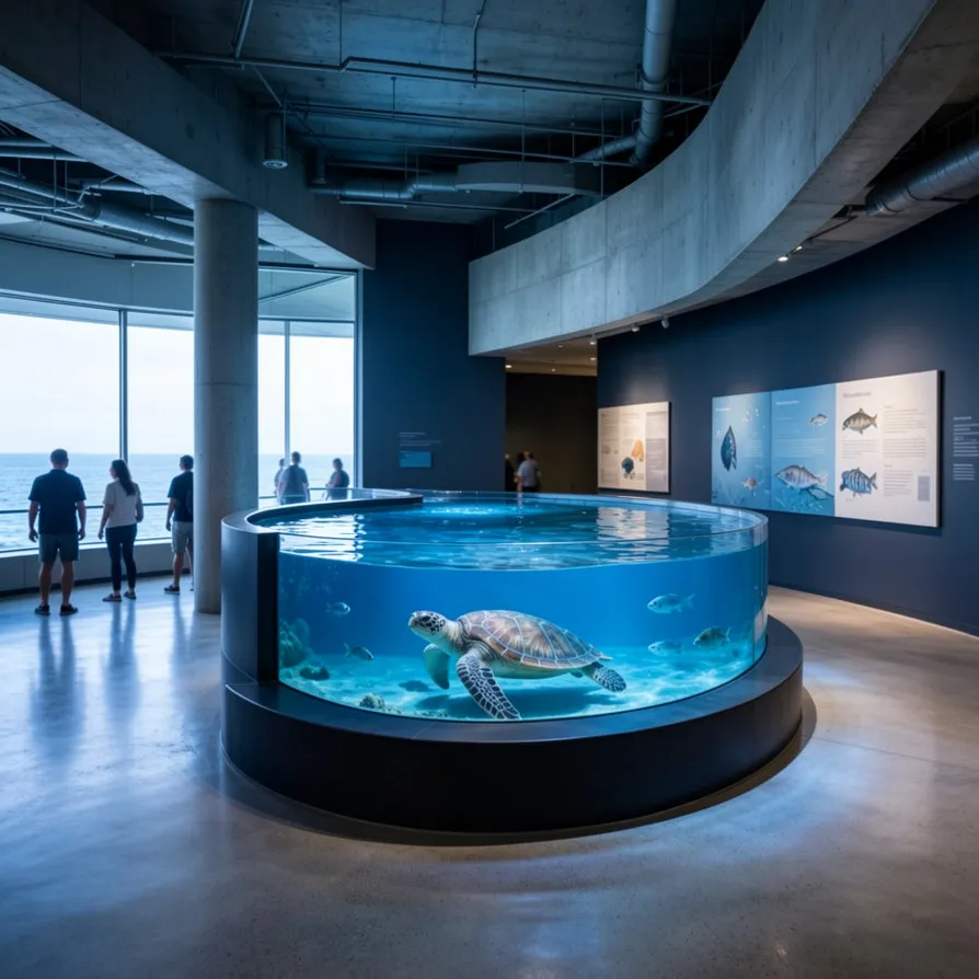 Circular acrylic sea turtle Zoo Reptile Habitat Enclosures professional exhibit display