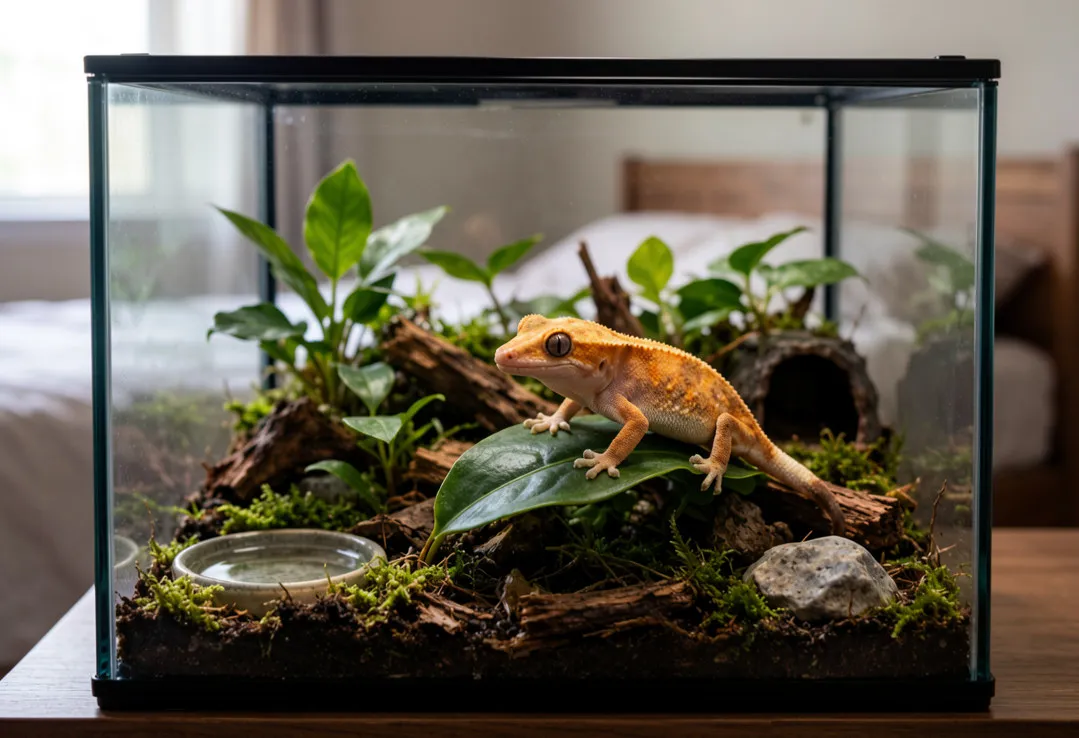 Custom Reptile Enclosures Crested Gecko Bioactive Terrarium Glass Bedroom Habitat Setup