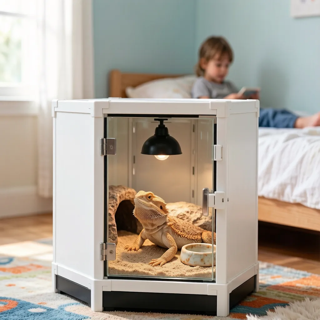 Custom Reptile Enclosures White PVC Bearded Dragon Cage Kids Bedroom Family Terrarium