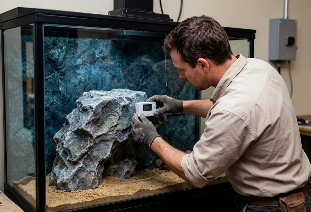Zoo reptile habitat enclosure specs and installation detail