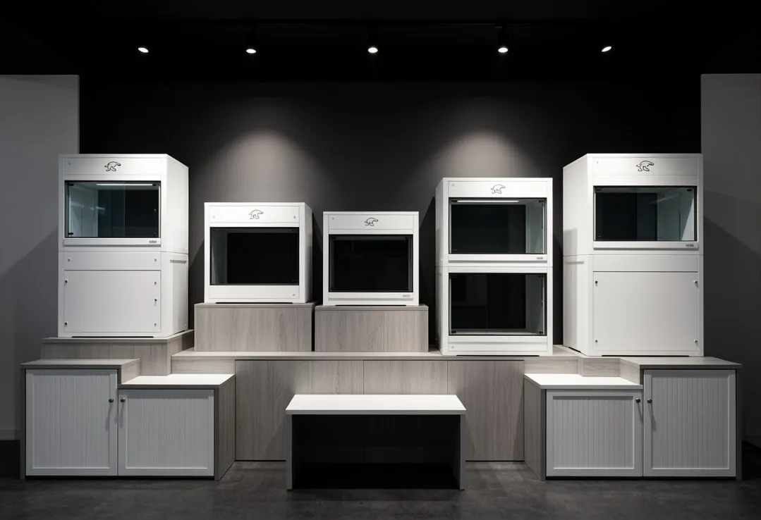 Private label modular PVC wholesale reptile enclosures showroom exhibition display