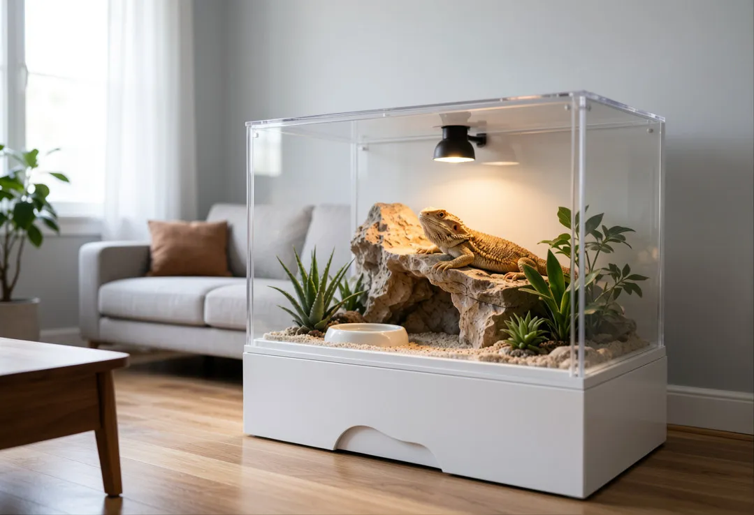 Modern White PVC Acrylic Bearded Dragon Custom Reptile Enclosures TerraEvoLab Living Room