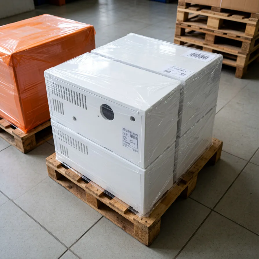 Wooden pallet shrink wrapped PVC wholesale reptile enclosures shipment ready warehouse