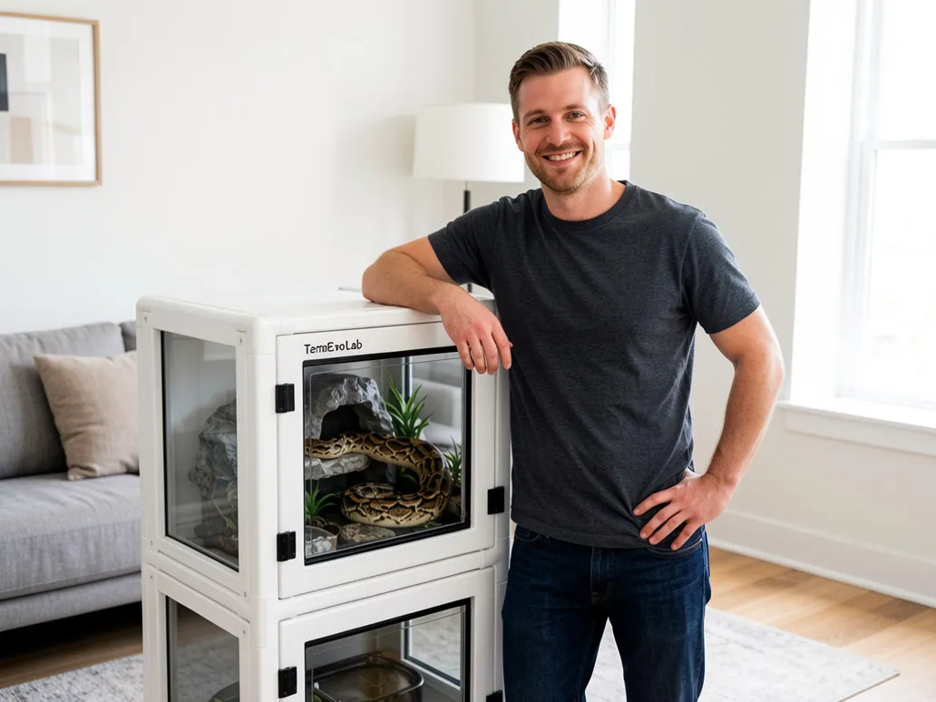 Reptile Enclosure Manufacturer TerraEvoLab Modular White PVC Python Snake Habitat Setup