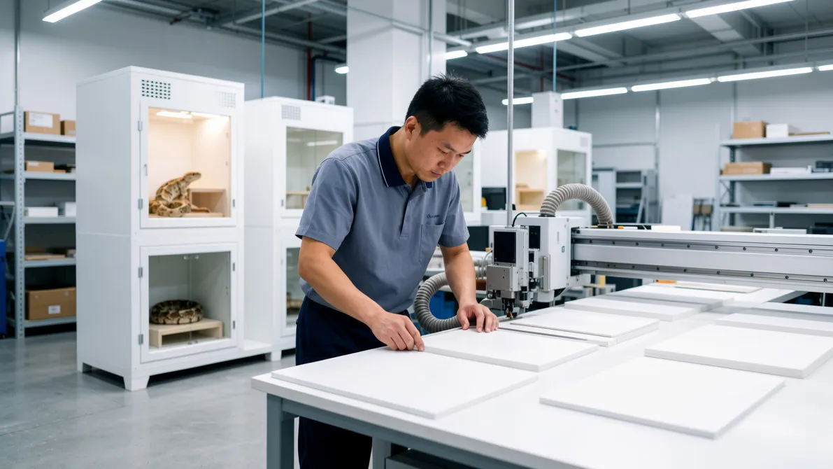 Reptile Enclosure Manufacturer TerraEvoLab Enclosure Production Workshop CNC PVC Panels